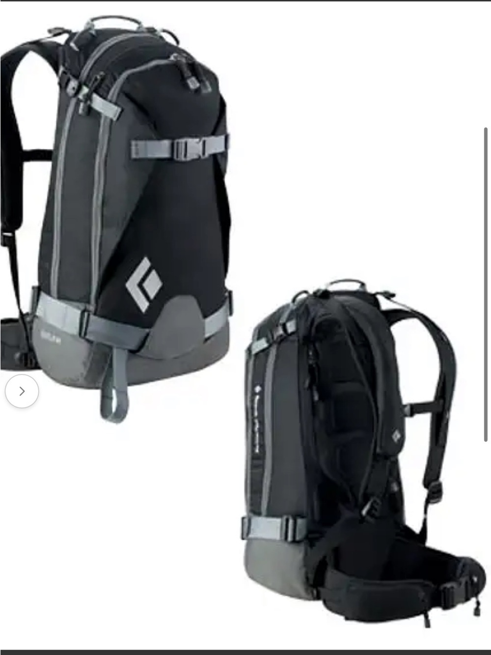 Black Diamond Outlaw Black and Gray Technical Daypack S/M hiking travel backpack